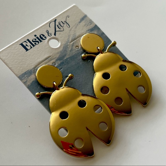 Elsie & Zoey Gold Ladybug Earrings - Picture 6 of 6